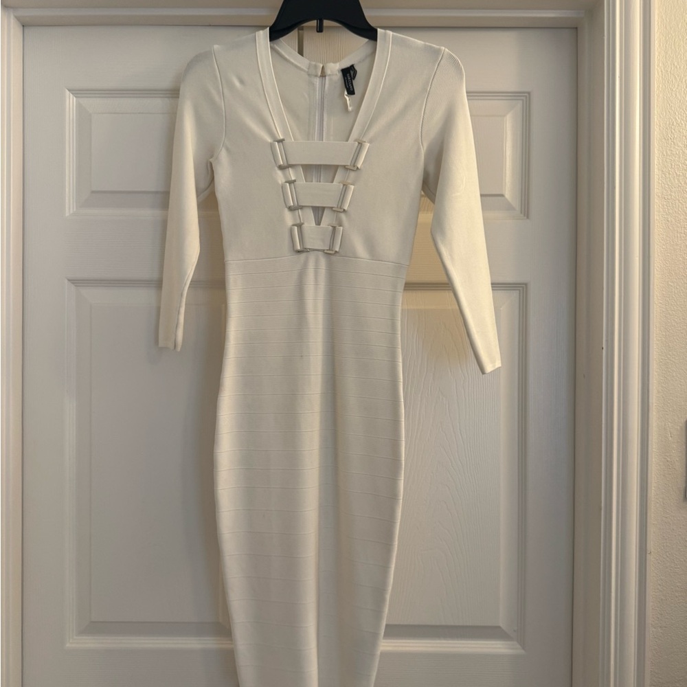Marciano Ivory Long Sleeve Bondage Dress